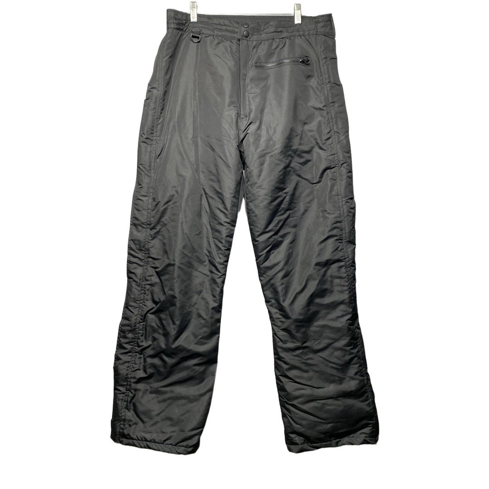 Pulse Mens L Black Insulated Snow Ski Pants‎ Side Zippers Waterproof